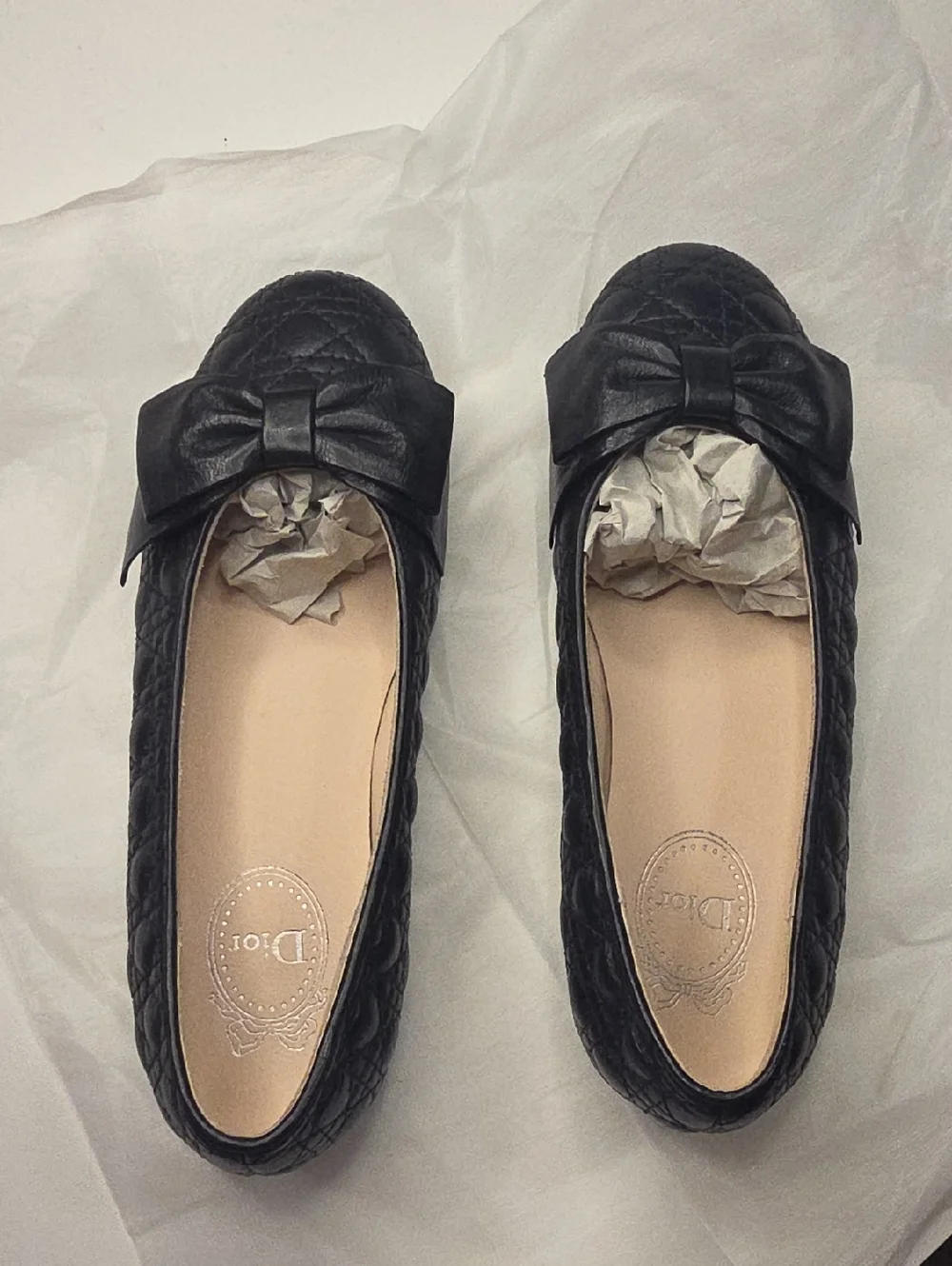 Dior Girls Quilted Leather Bow Ballet Flats! Size US 2